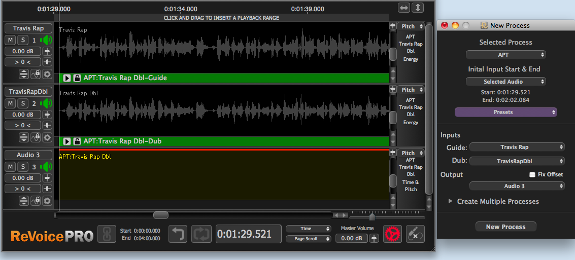 APT Process- Create Process with Selected Audio